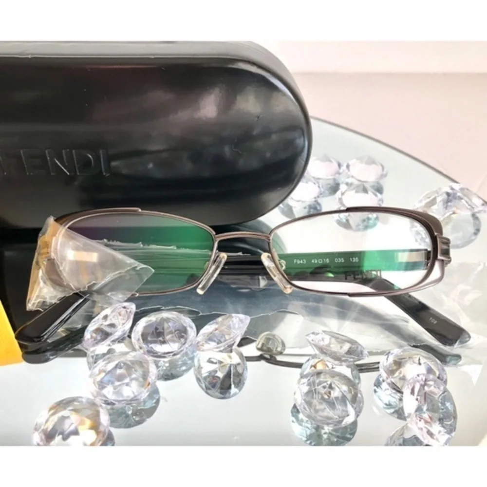 FENDI F943 Women’s Gunmetal Black Zero Power Reading Glasses Sz Small 49-16-135